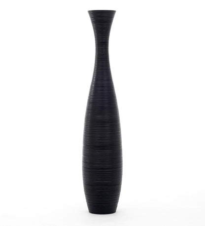 Large Mango Wood Floor Vase – Handcrafted Decorative Highlight from Thailand, 41 inches