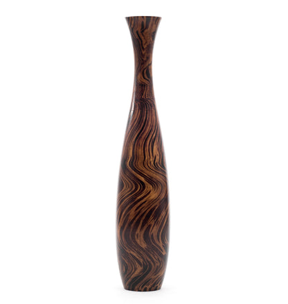 Large Mango Wood Floor Vase – Handcrafted Decorative Highlight from Thailand, 41 inches