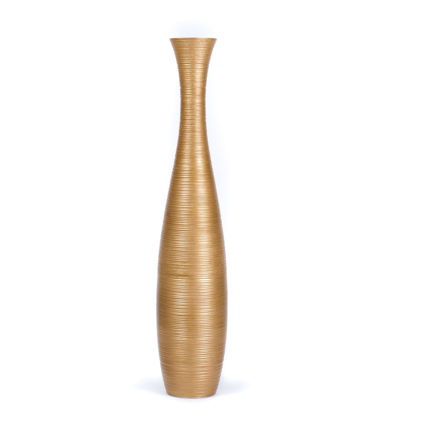 Large Mango Wood Floor Vase – Handcrafted Decorative Highlight from Thailand, 41 inches