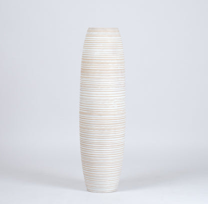 Large Mango Wood Floor Vase – Handcrafted Decorative Highlight from Thailand, 34 inches