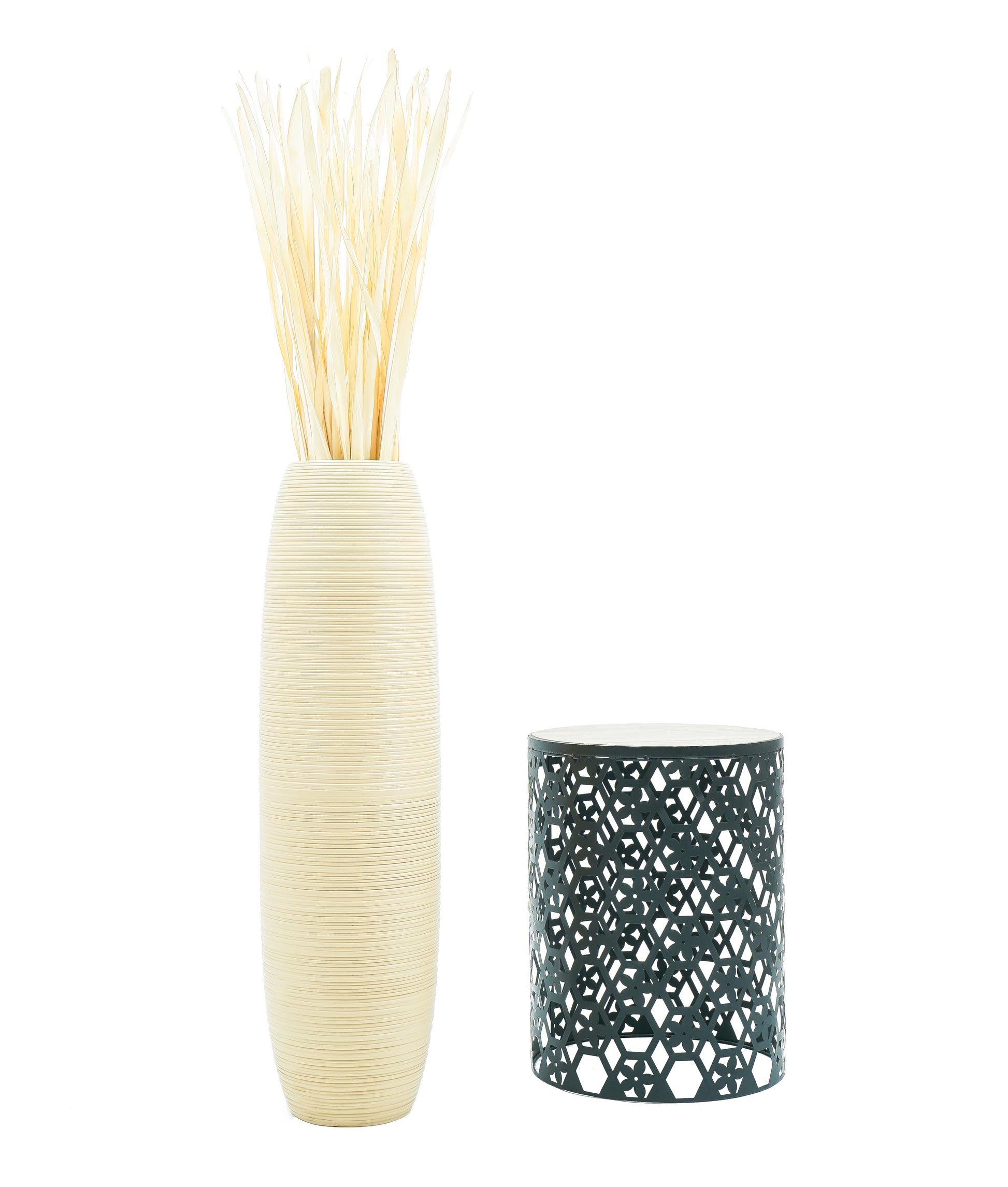 Large Mango Wood Floor Vase – Handcrafted Decorative Highlight from Thailand, 34 inches