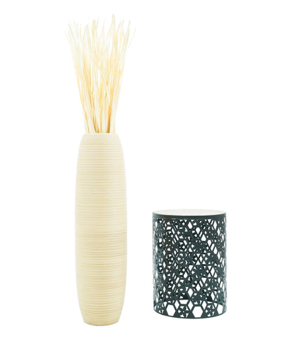 Large Mango Wood Floor Vase – Handcrafted Decorative Highlight from Thailand, 34 inches