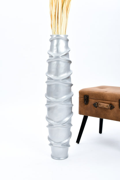 Large Mango Wood Floor Vase – Handcrafted Decorative Highlight from Thailand, 34 inches