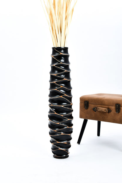 Large Mango Wood Floor Vase – Handcrafted Decorative Highlight from Thailand, 34 inches