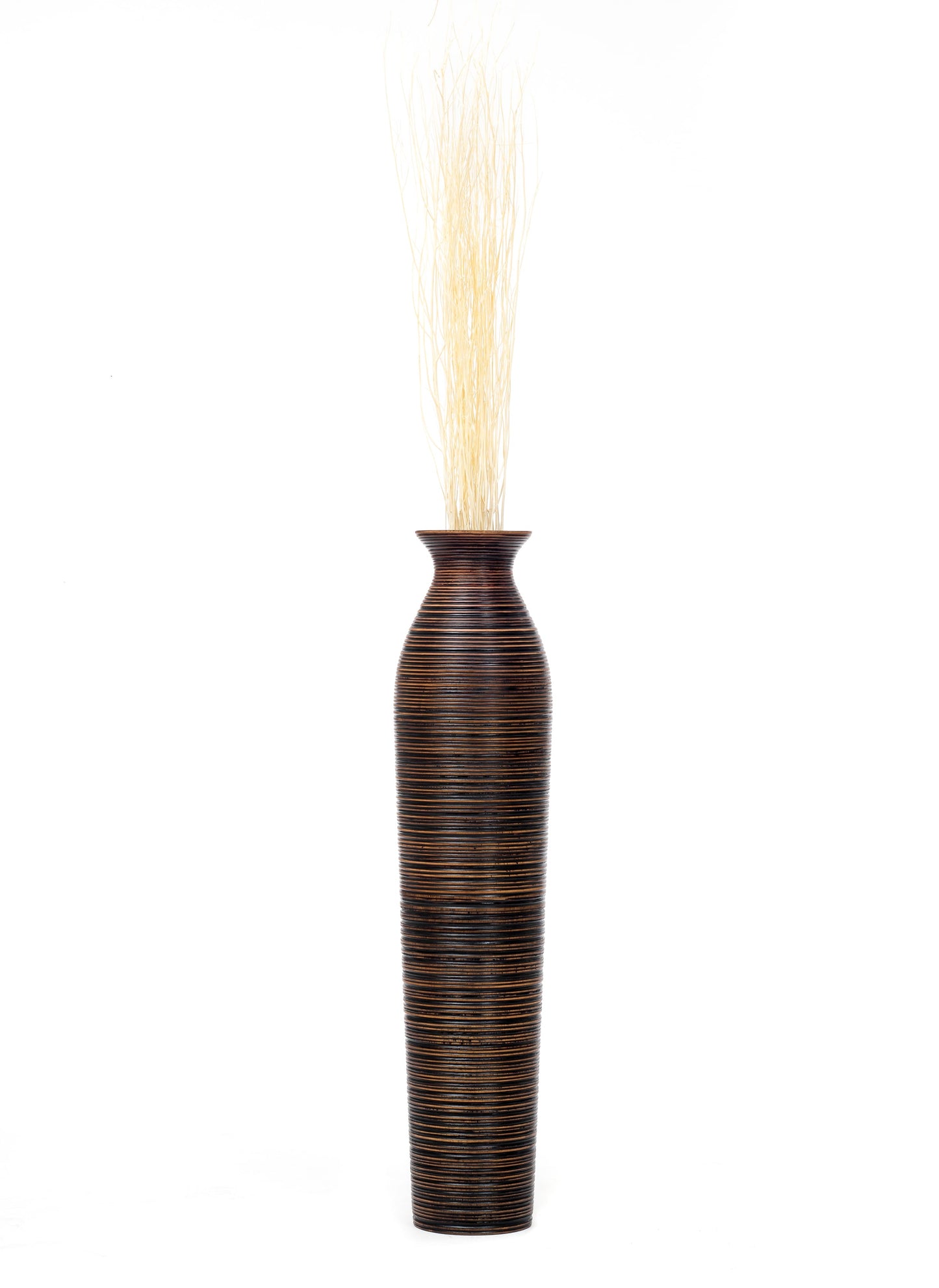 Large Mango Wood Floor Vase – Handcrafted Decorative Highlight from Thailand, 34 inches