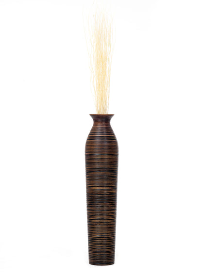 Large Mango Wood Floor Vase – Handcrafted Decorative Highlight from Thailand, 34 inches