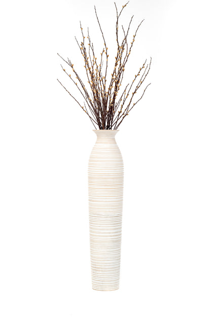 Large Mango Wood Floor Vase – Handcrafted Decorative Highlight from Thailand, 34 inches