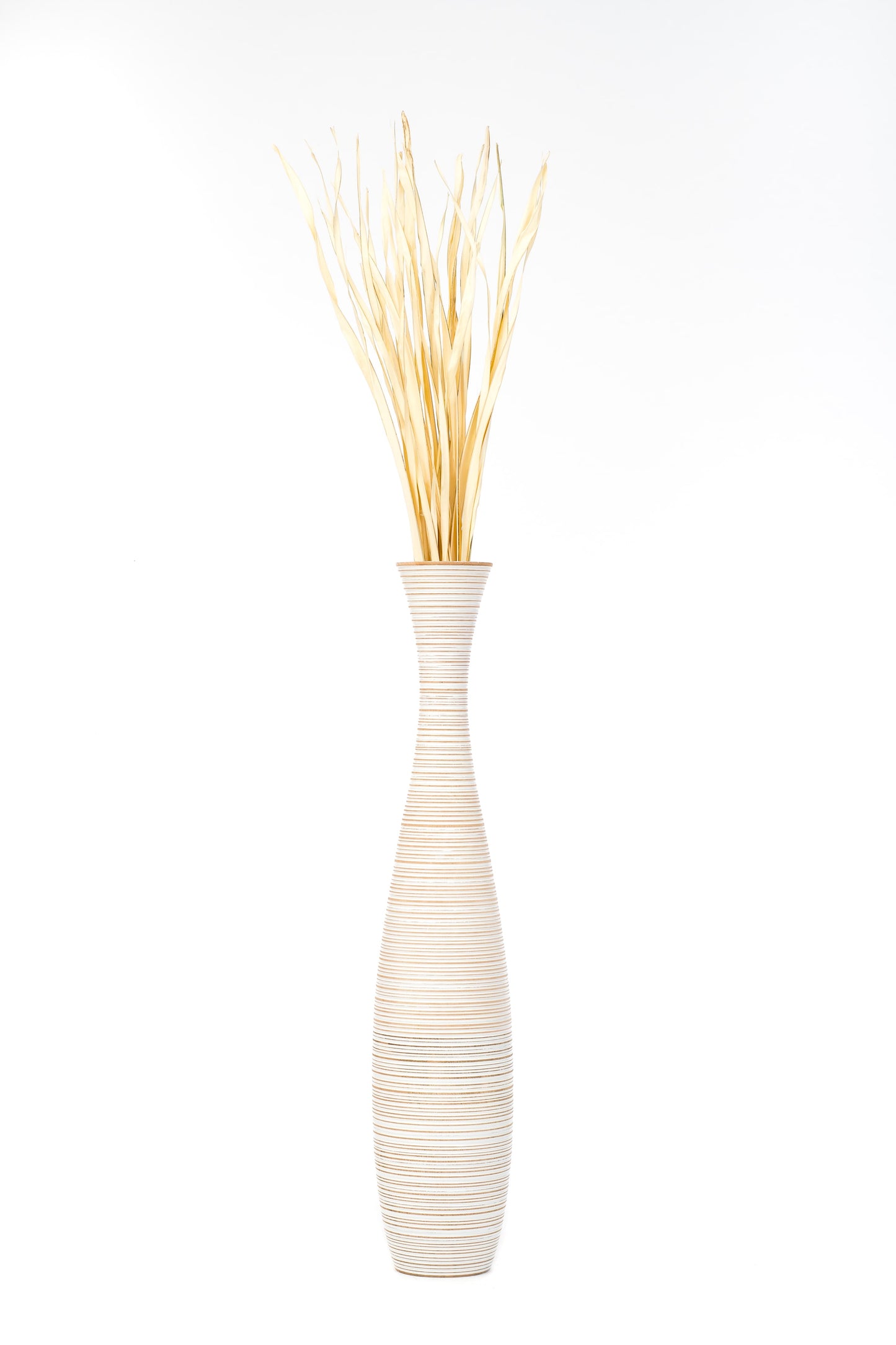 Large Mango Wood Floor Vase – Handcrafted Decorative Highlight from Thailand, 41 inches