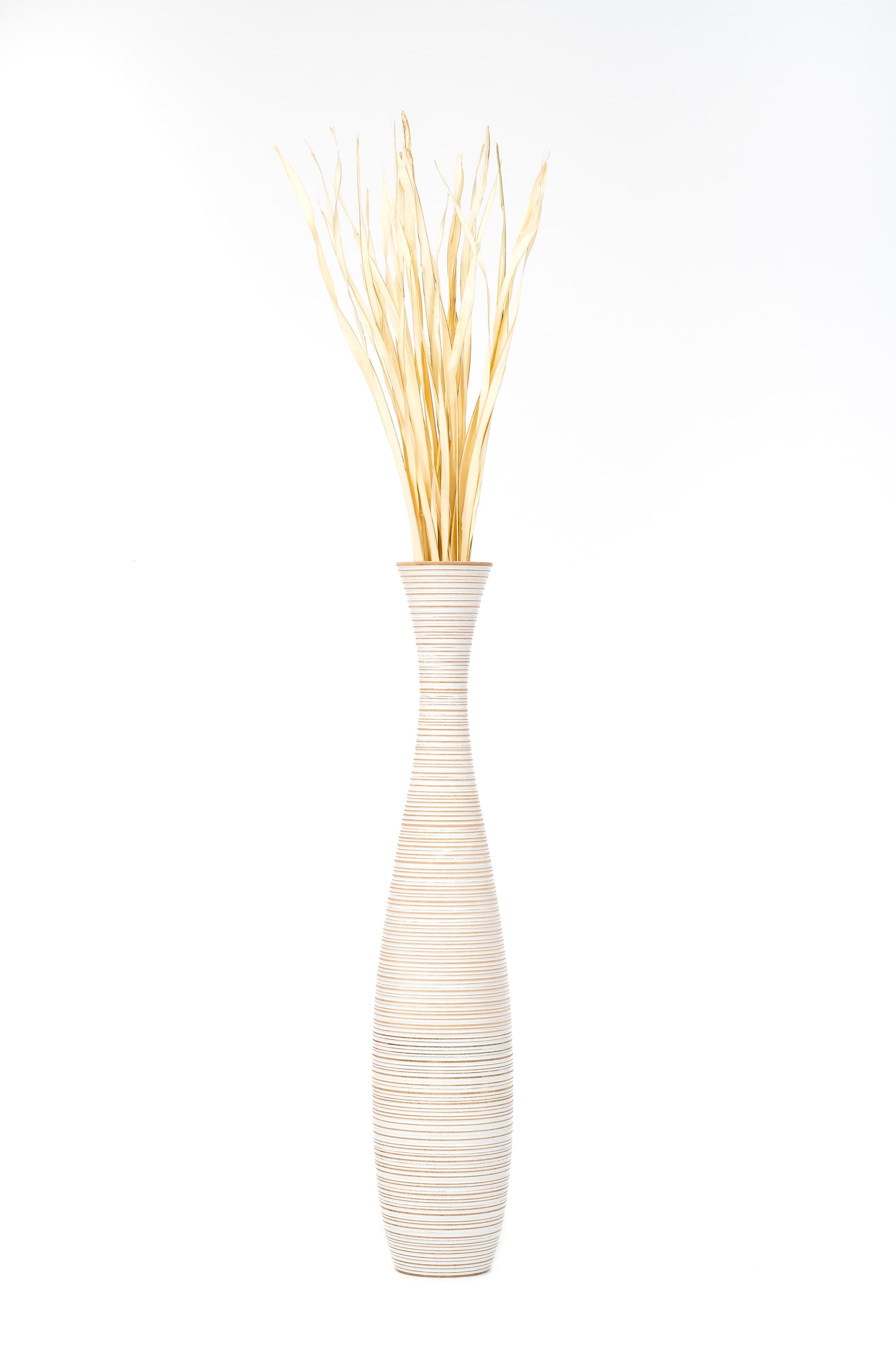 Large Mango Wood Floor Vase – Handcrafted Decorative Highlight from Thailand, 41 inches