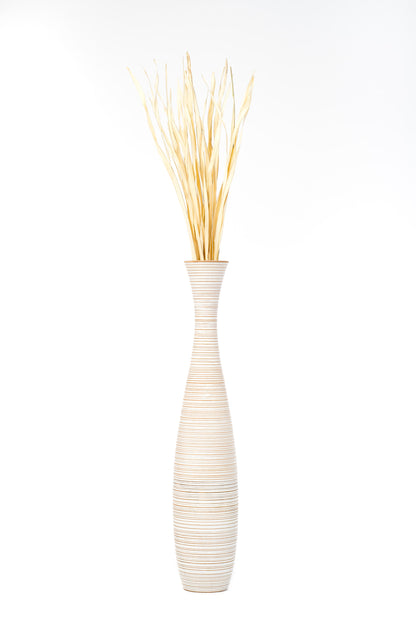 Large Mango Wood Floor Vase – Handcrafted Decorative Highlight from Thailand, 41 inches