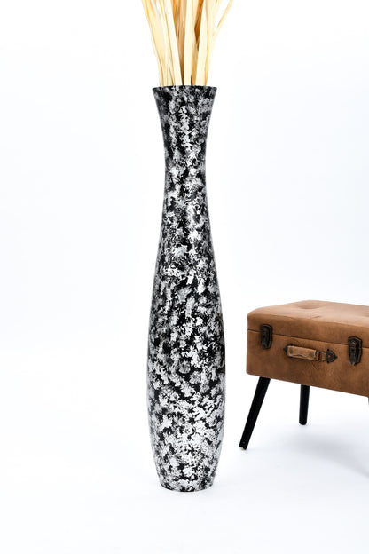 Large Mango Wood Floor Vase – Handcrafted Decorative Highlight from Thailand, 41 inches