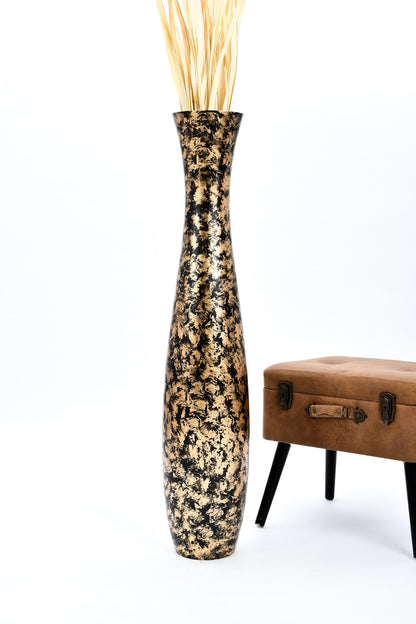 Large Mango Wood Floor Vase – Handcrafted Decorative Highlight from Thailand, 41 inches