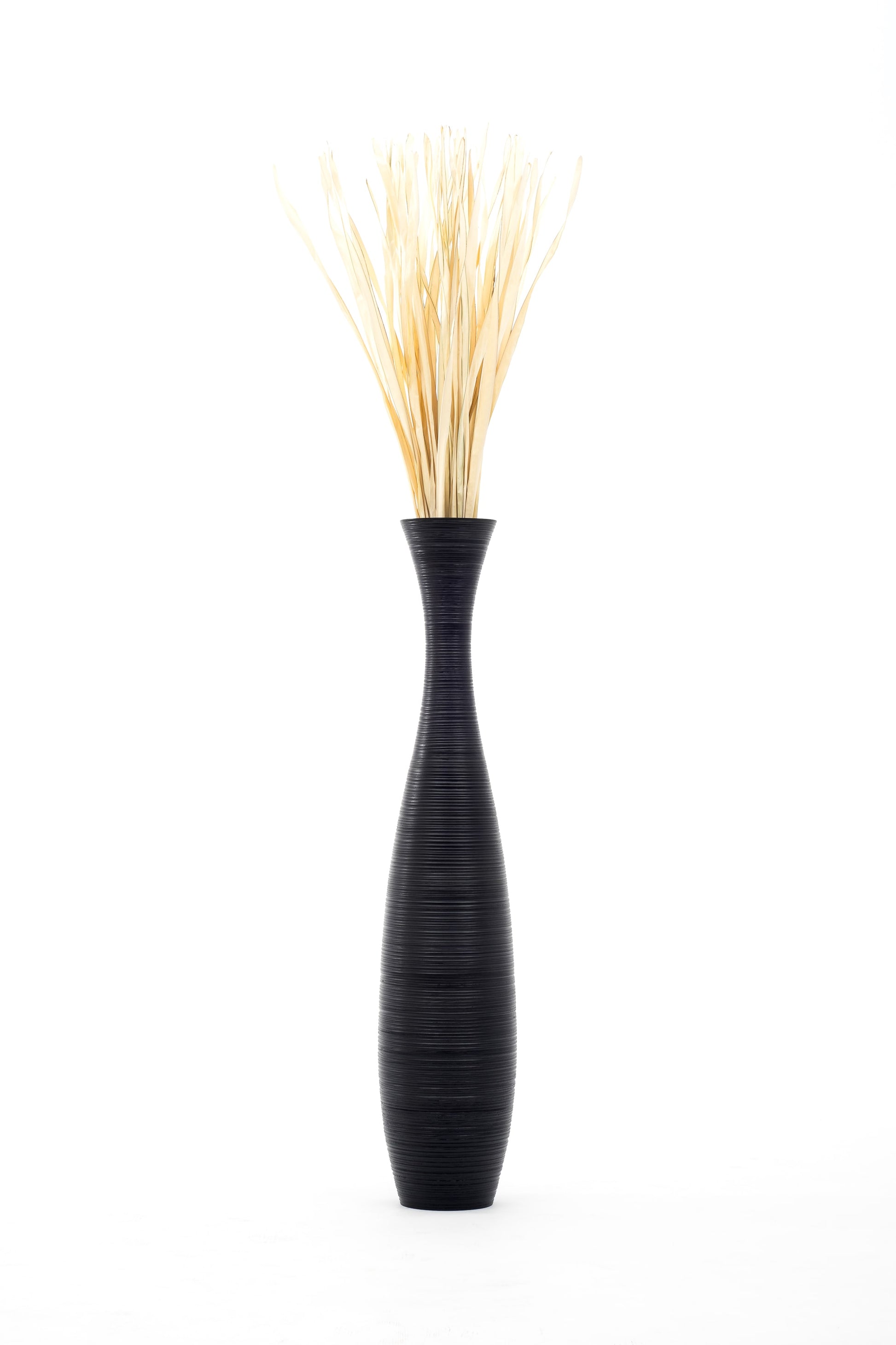 Large Mango Wood Floor Vase – Handcrafted Decorative Highlight from Thailand, 41 inches