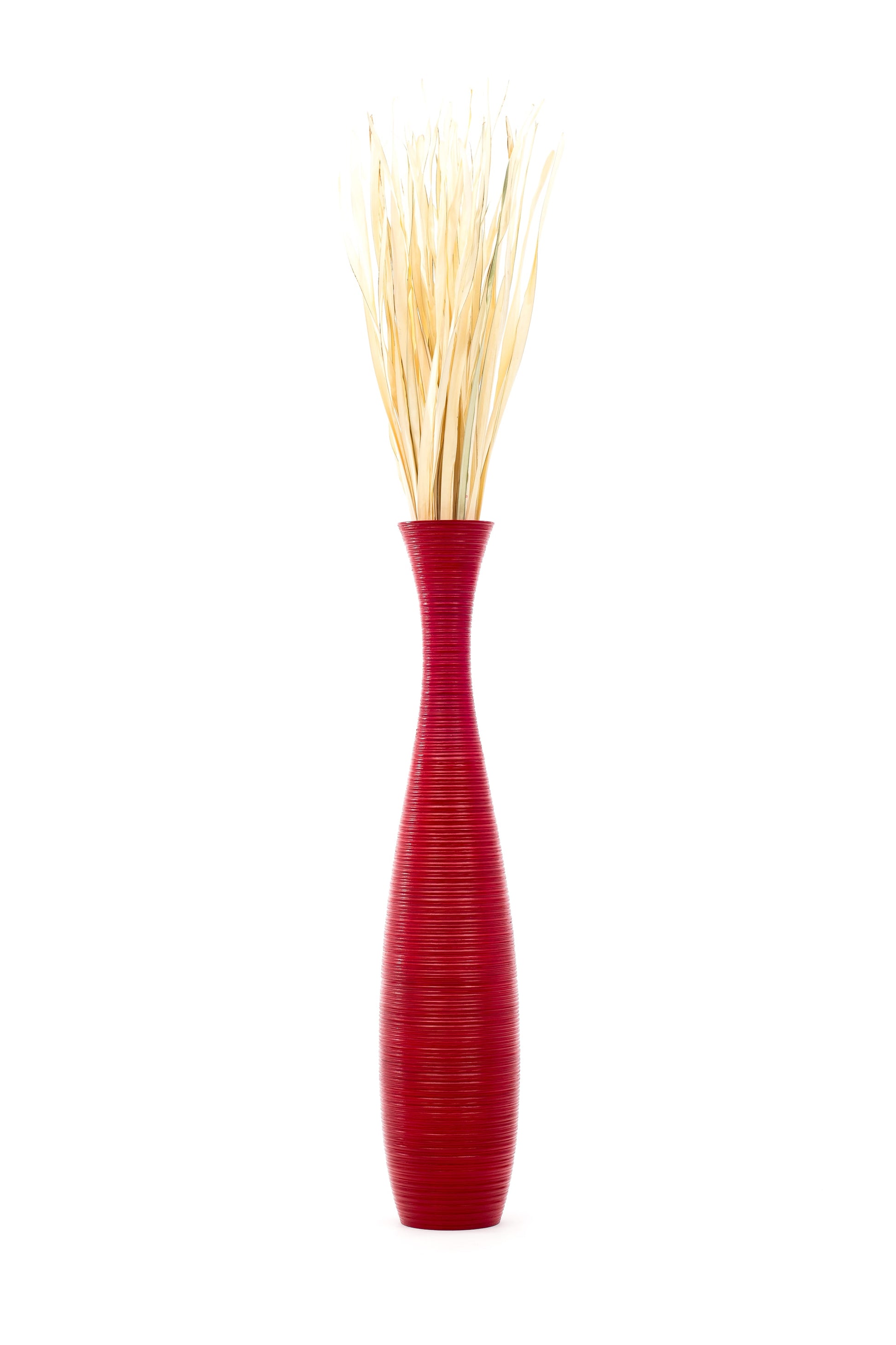 Large Mango Wood Floor Vase – Handcrafted Decorative Highlight from Thailand, 41 inches
