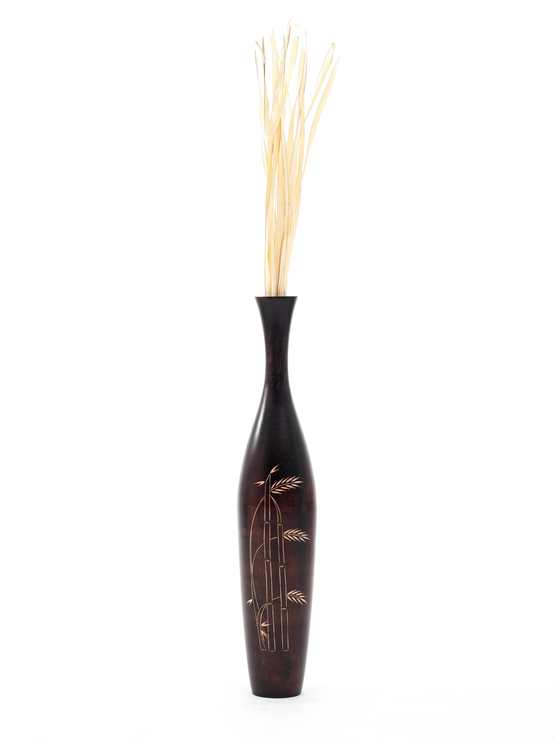 Large Mango Wood Floor Vase – Handcrafted Decorative Highlight from Thailand, brown, 34 inches
