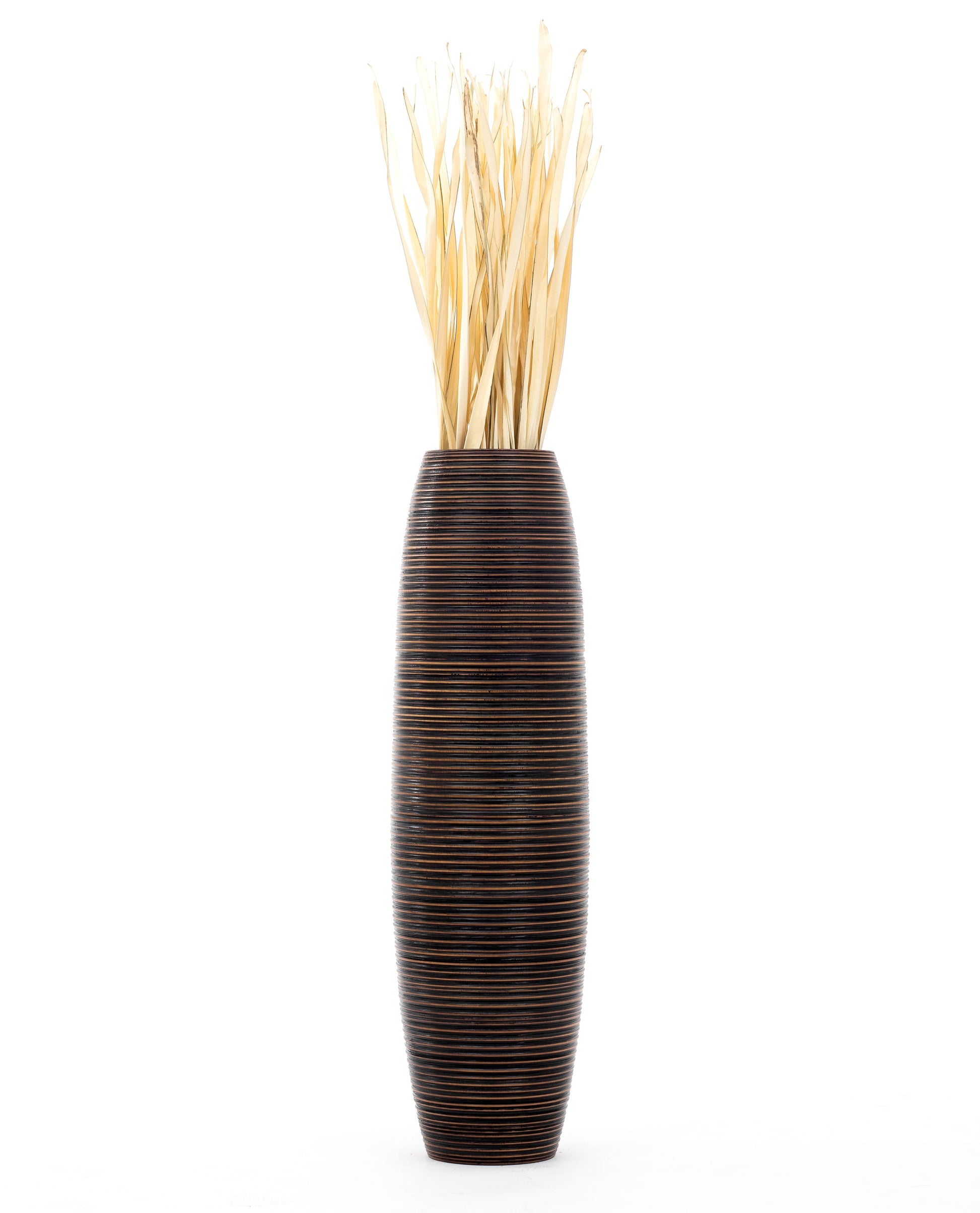 Large Mango Wood Floor Vase – Handcrafted Decorative Highlight from Thailand, 34 inches