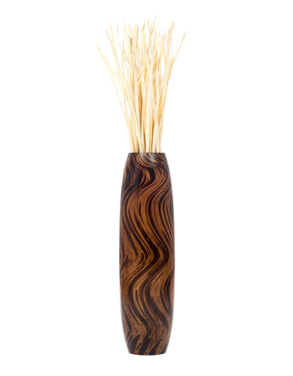 Large Mango Wood Floor Vase – Handcrafted Decorative Highlight from Thailand, 34 inches