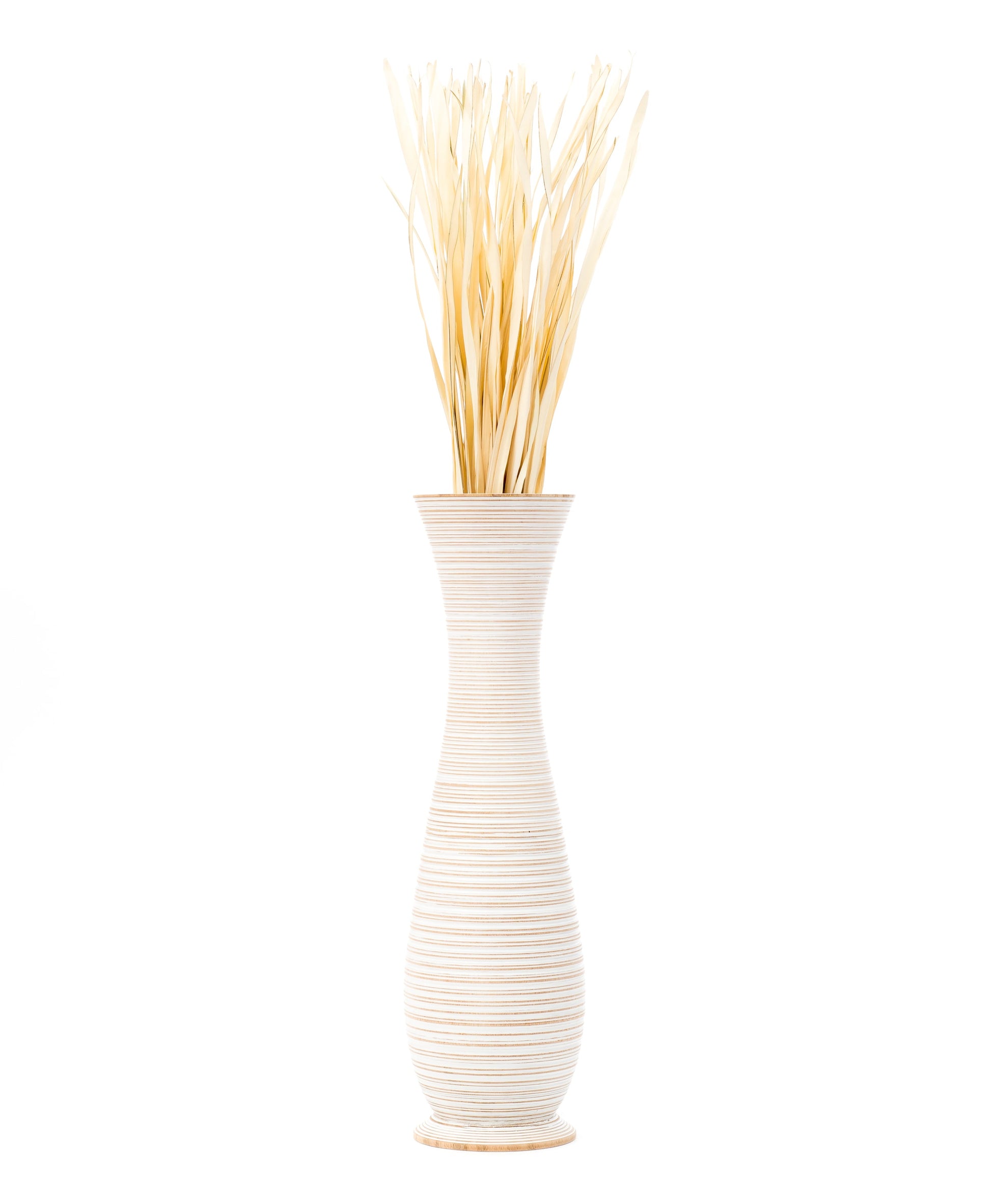 Large Mango Wood Floor Vase – Handcrafted Decorative Highlight from Thailand, 34 inches