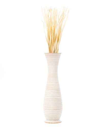 Large Mango Wood Floor Vase – Handcrafted Decorative Highlight from Thailand, 34 inches