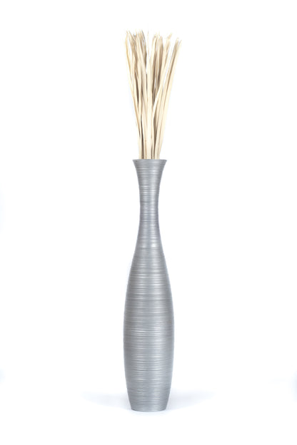 Large Mango Wood Floor Vase – Handcrafted Decorative Highlight from Thailand, 41 inches