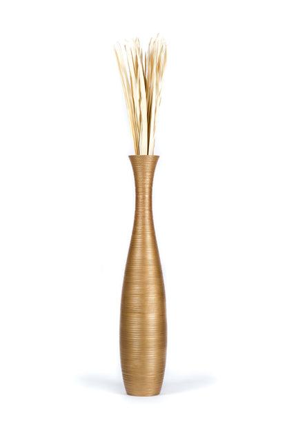 Large Mango Wood Floor Vase – Handcrafted Decorative Highlight from Thailand, 41 inches