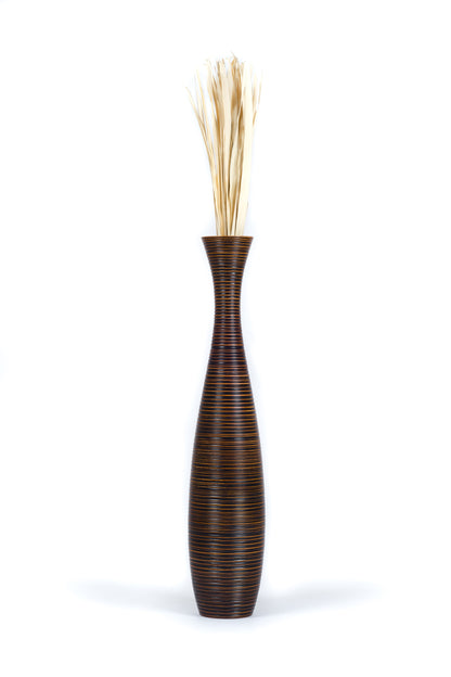 Large Mango Wood Floor Vase – Handcrafted Decorative Highlight from Thailand, 41 inches