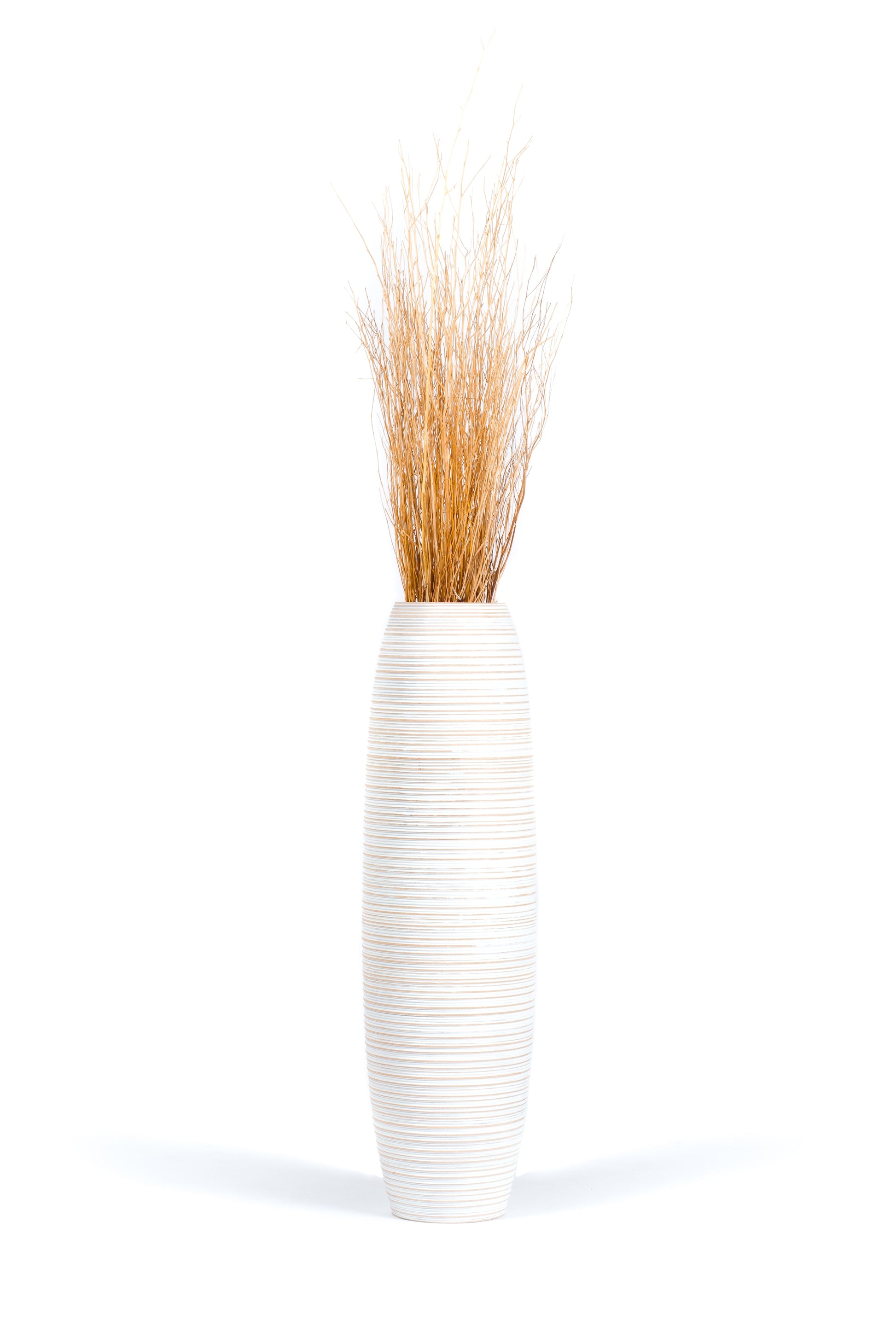 Large Mango Wood Floor Vase – Handcrafted Decorative Highlight from Thailand, 34 inches
