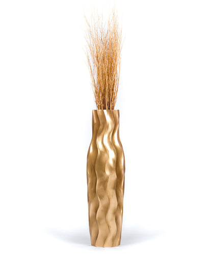 Large Mango Wood Floor Vase – Handcrafted Decorative Highlight from Thailand, 34 inches