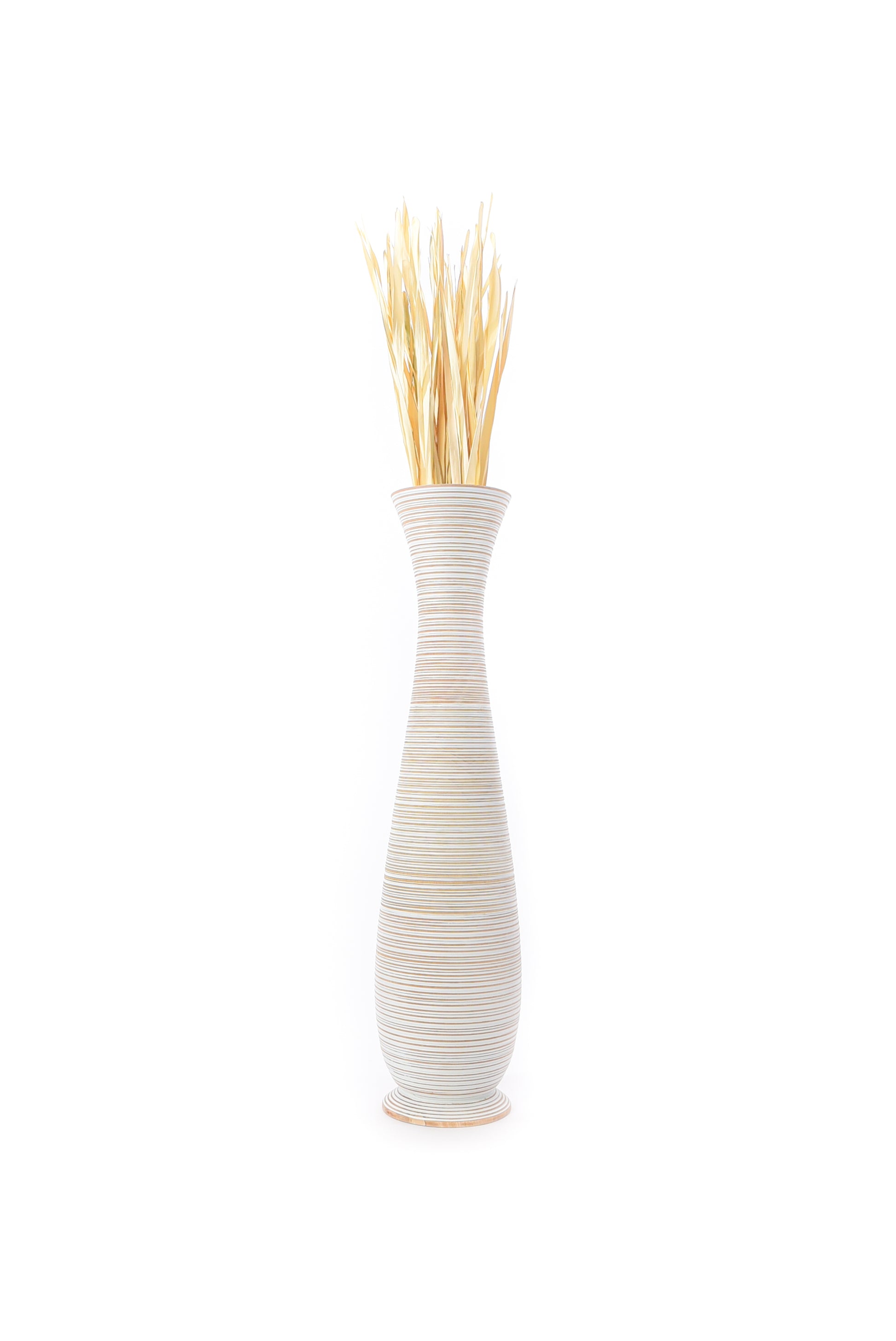 Large Mango Wood Floor Vase – Handcrafted Decorative Highlight from Thailand, 41 inches