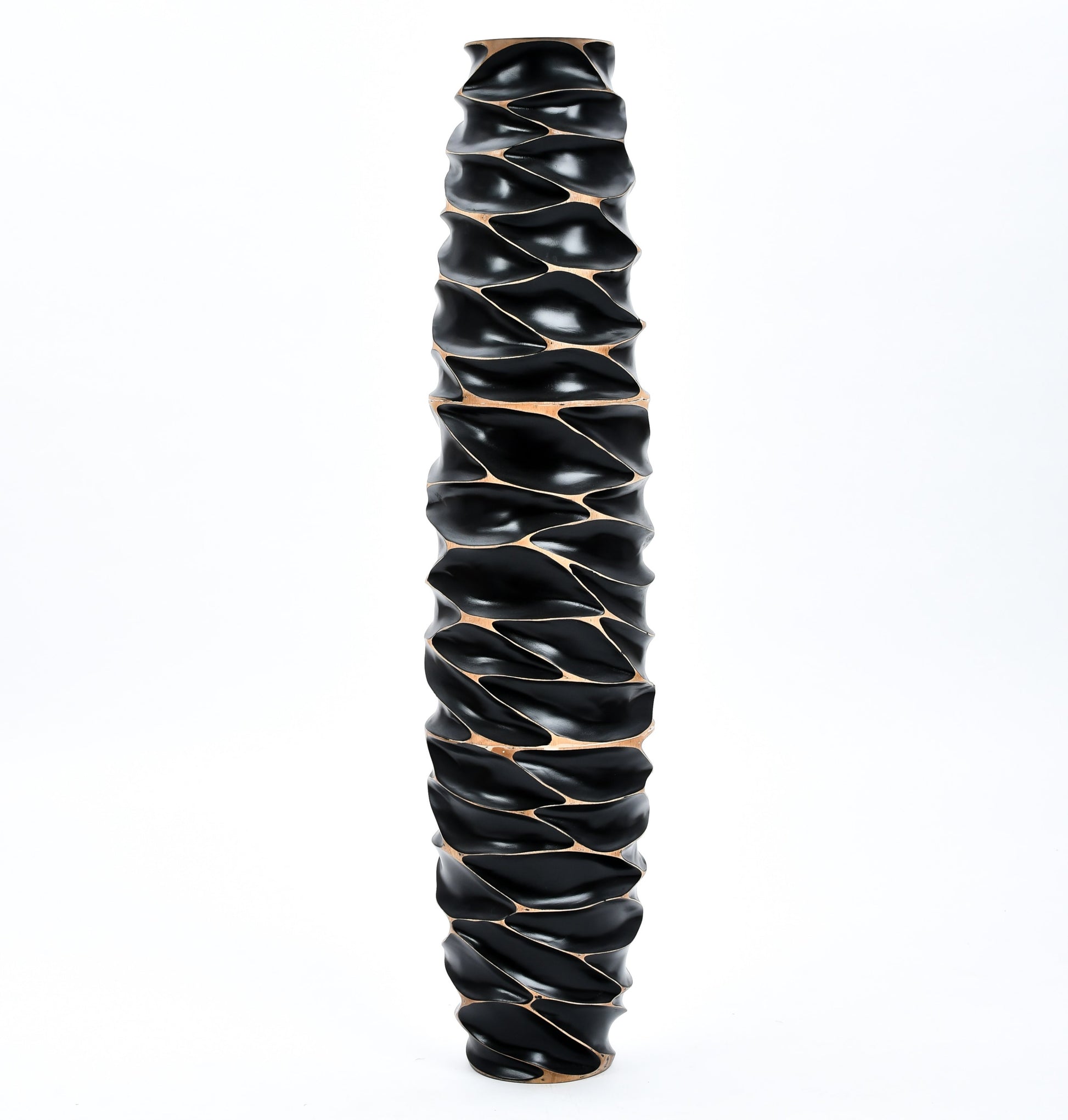 Large Mango Wood Floor Vase – Handcrafted Decorative Highlight from Thailand, 41 inches
