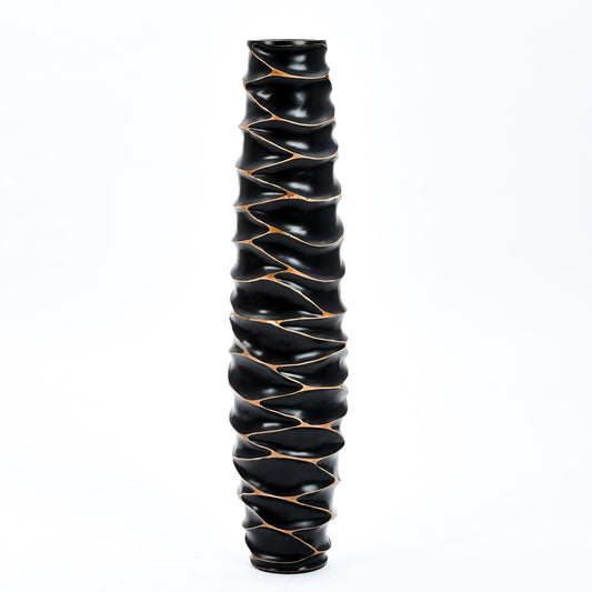 Large Mango Wood Floor Vase – Handcrafted Decorative Highlight from Thailand, 34 inches