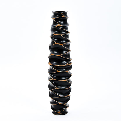 Large Mango Wood Floor Vase – Handcrafted Decorative Highlight from Thailand, 26 inches