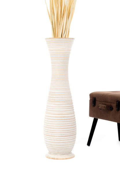 Large Mango Wood Floor Vase – Handcrafted Decorative Highlight from Thailand, 34 inches