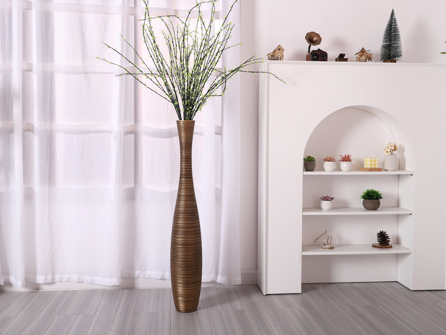 Large Resin Floor Vase – Stylish Waterproof Vase for Fresh & Dried Flowers, 34 inches