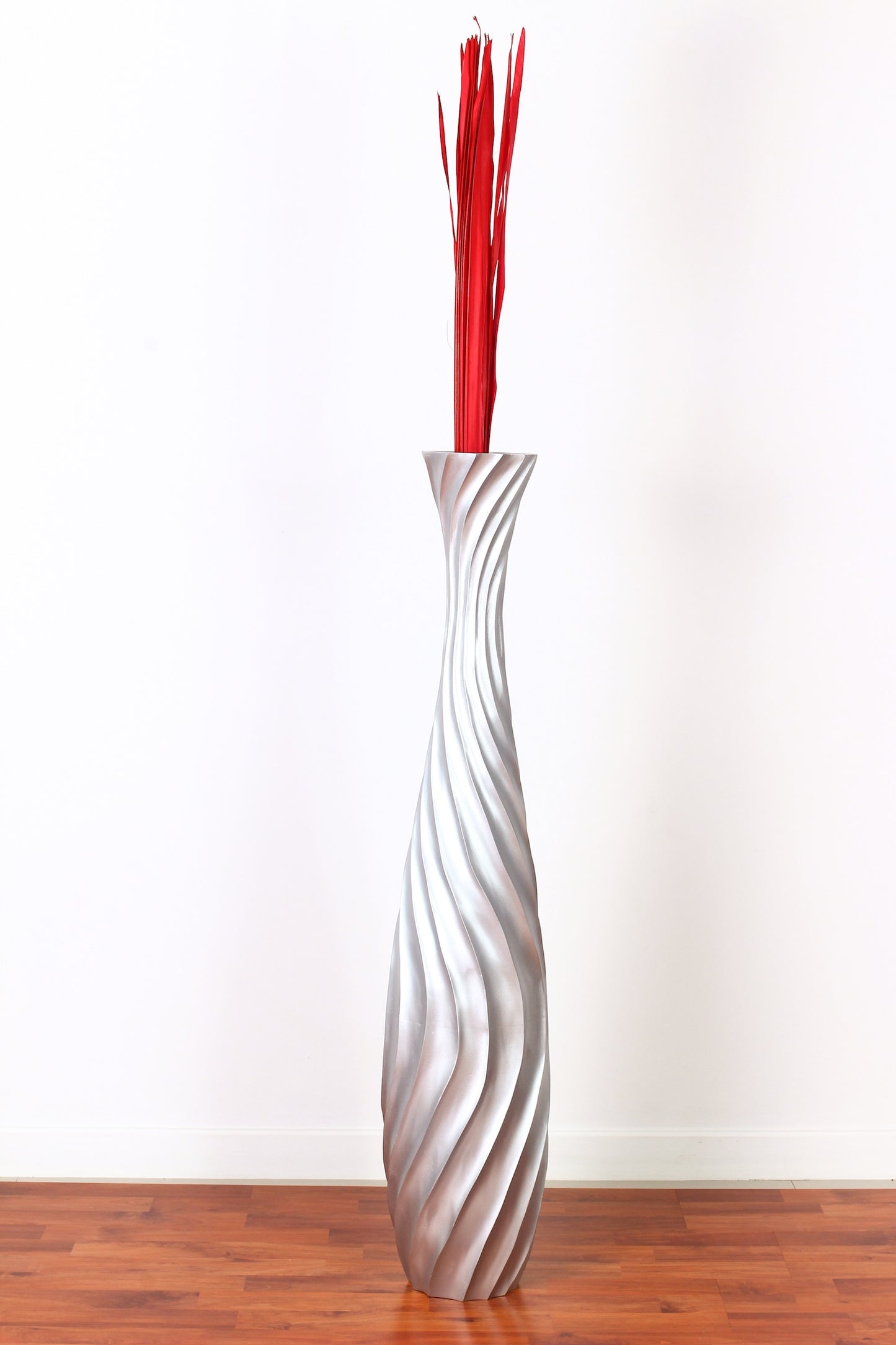 Large Mango Wood Floor Vase – Handcrafted Decorative Highlight from Thailand, 41 inches