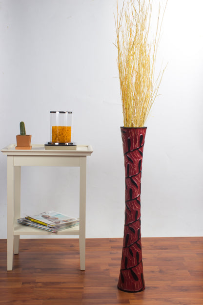 Large Mango Wood Floor Vase – Handcrafted Decorative Highlight from Thailand, 26 inches