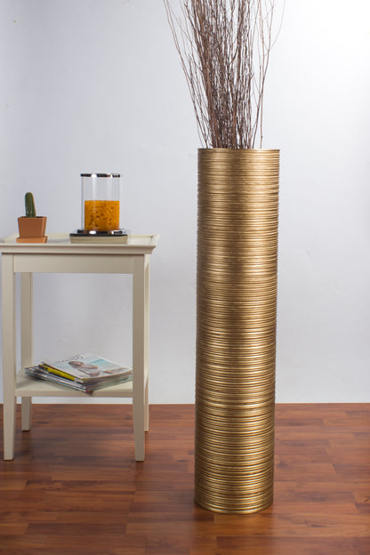 Large Mango Wood Floor Vase – Handcrafted Decorative Highlight from Thailand, 34 inches