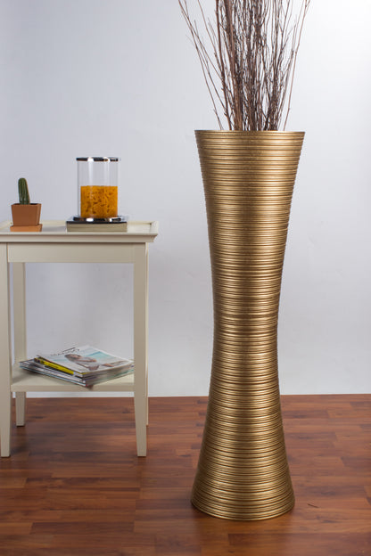 Large Mango Wood Floor Vase – Handcrafted Decorative Highlight from Thailand, 34 inches