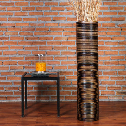 Large Mango Wood Floor Vase – Handcrafted Decorative Highlight from Thailand, 34 inches