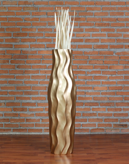 Large Mango Wood Floor Vase – Handcrafted Decorative Highlight from Thailand, 34 inches