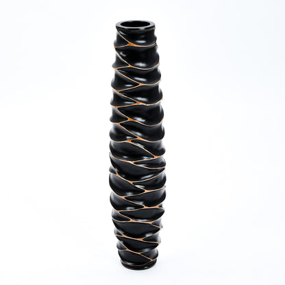 Large Mango Wood Floor Vase – Handcrafted Decorative Highlight from Thailand, 34 inches