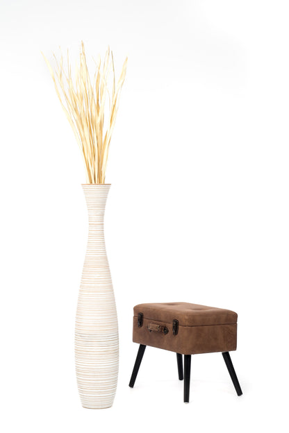Large Mango Wood Floor Vase – Handcrafted Decorative Highlight from Thailand, 41 inches