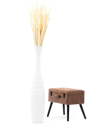 Large Mango Wood Floor Vase – Handcrafted Decorative Highlight from Thailand, 41 inches