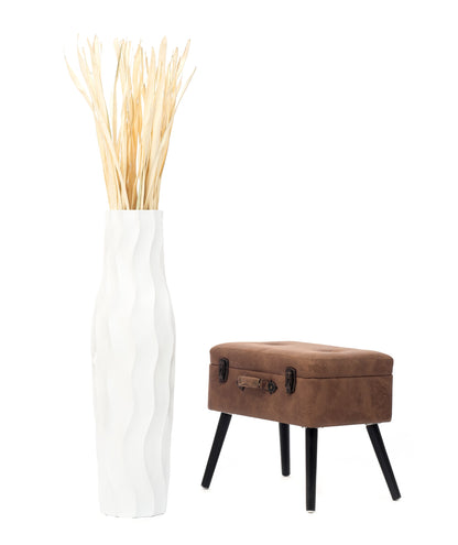 Large Mango Wood Floor Vase – Handcrafted Decorative Highlight from Thailand, 34 inches