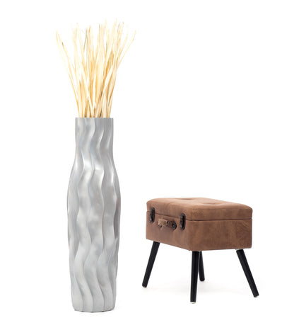 Large Mango Wood Floor Vase – Handcrafted Decorative Highlight from Thailand, 34 inches