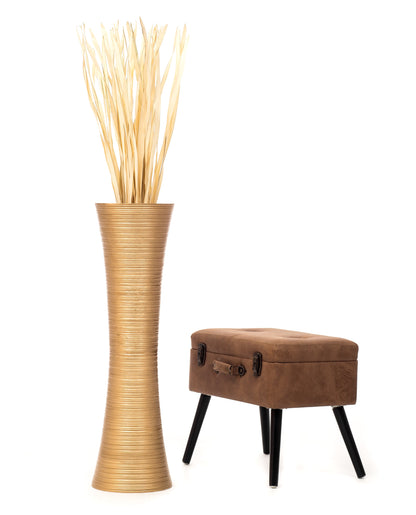 Large Mango Wood Floor Vase – Handcrafted Decorative Highlight from Thailand, 34 inches