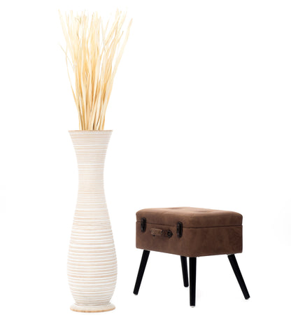 Large Mango Wood Floor Vase – Handcrafted Decorative Highlight from Thailand, 34 inches