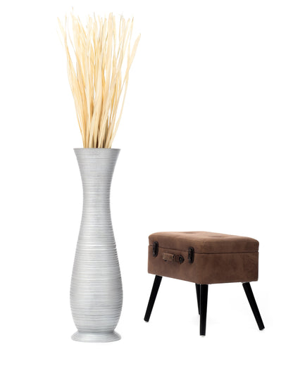 Large Mango Wood Floor Vase – Handcrafted Decorative Highlight from Thailand, 34 inches