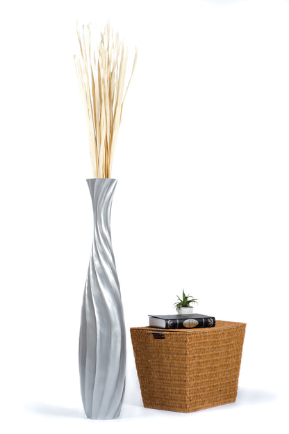 Large Mango Wood Floor Vase – Handcrafted Decorative Highlight from Thailand, 41 inches
