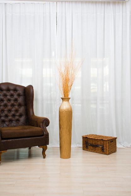 Large Mango Wood Floor Vase – Handcrafted Decorative Highlight from Thailand, 34 inches
